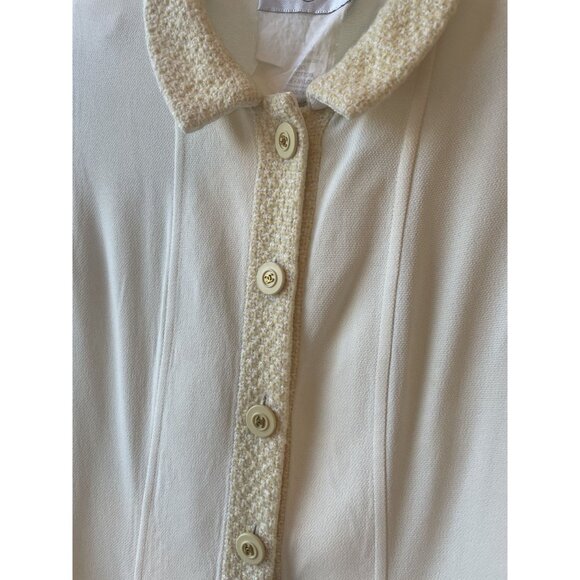 Chanel Womens Ivory Wool & Cotton Textured Button-Up Blazer Jacket Size M - Picture 3 of 16